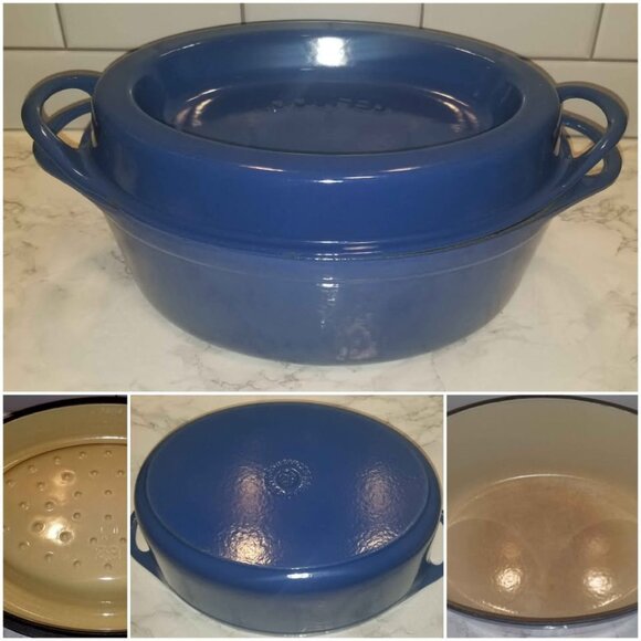 Le Creuset Doufeu Blue #28 - 4 3/4 Qt Vintage Enameled Cast Iron Dutch Oven - Picture 1 of 8
